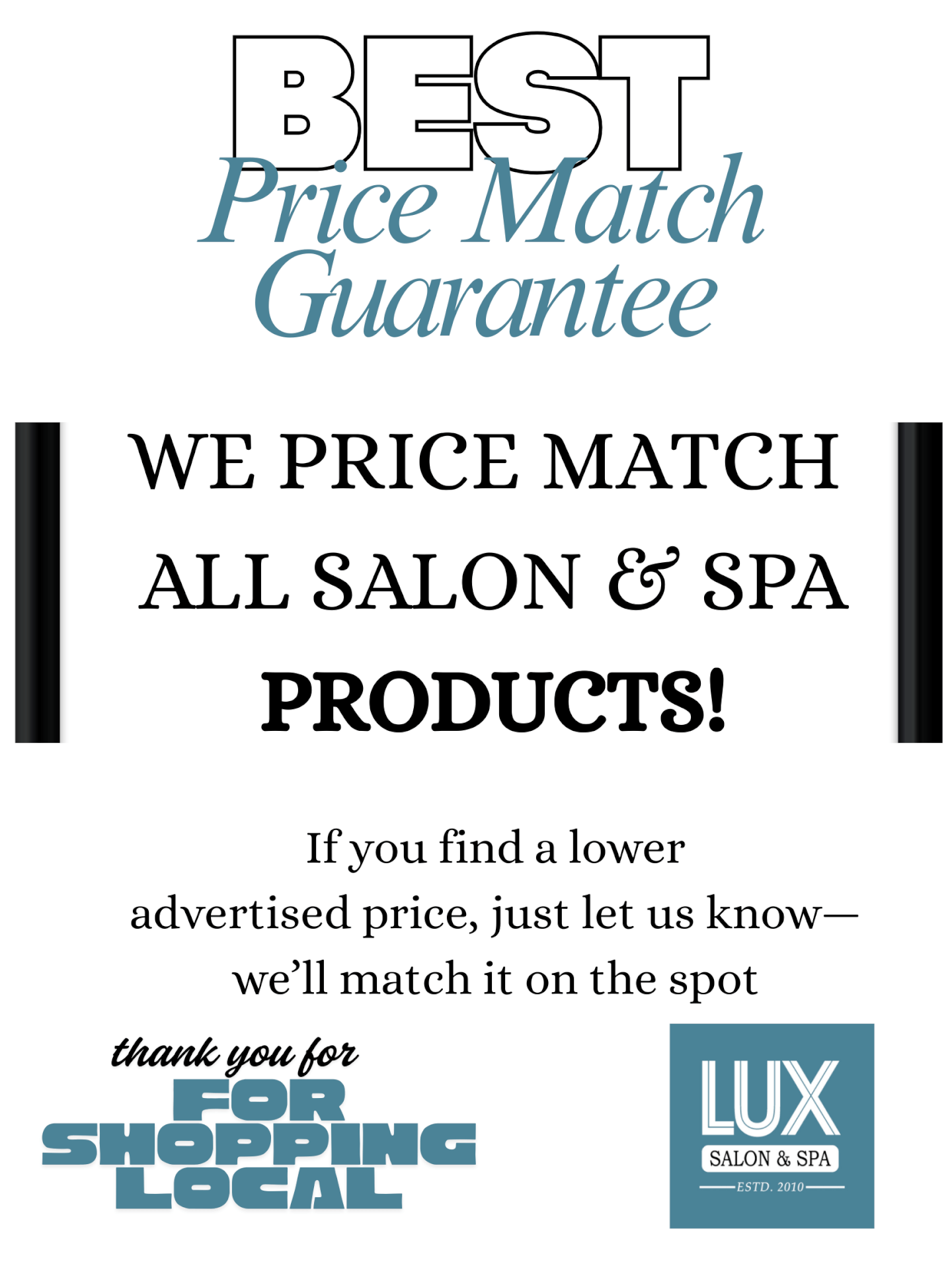 We Price Match our Products!